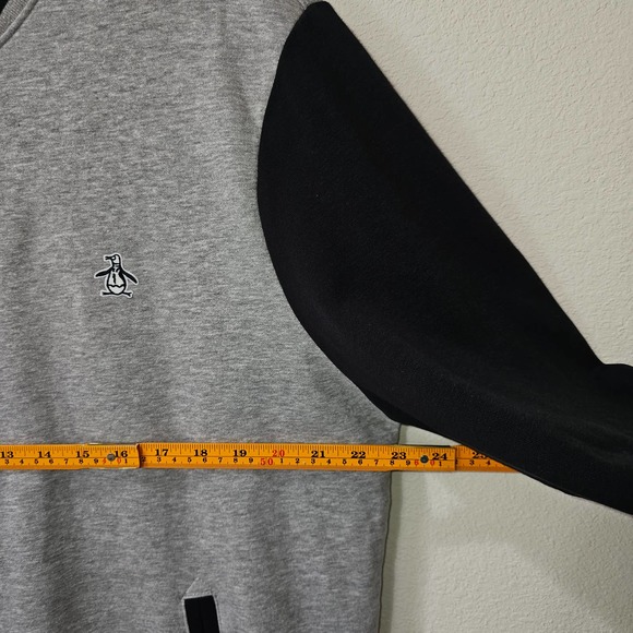 PENGUIN Men's Varsity Gray & Black Rib Knit Button Closure Bomber Jacket Sz XL - Picture 13 of 14